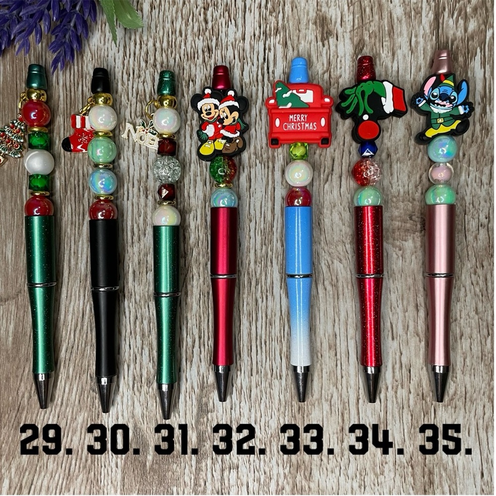 Handcrafted Christmas Pens Beaded Unique Artisan Gifts Office Accessories